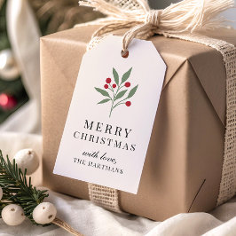 シンプルで上品なベリーのボタニカルクリスマス ギフトタグ