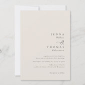 シンプルで上品なミニマルベージュの結婚式 招待状 (正面)