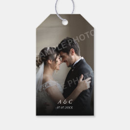 シンプルで上品な写真の結婚式のお礼 ギフトタグ