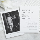 シンプルで上品な写真　モノクロのウェディング 招待状