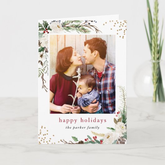 シンプルで上品な冬の植物写真年賀状 シーズンカード (正面)