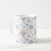シンプルで上品な水彩アジサイの花 コーヒーマグカップ (正面左)