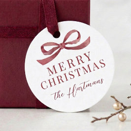 シンプルで上品な水彩リボンのクリスマスホリデー フェイバータグ