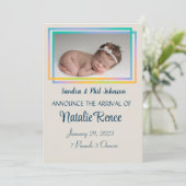 シンプルで上品な誕生発表カード 案内状 (スタンド正面)