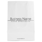 シンプルで上品な黒いテキストが白地に ミディアムペーパーバッグ (裏面)