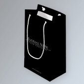 シンプルで上品な黒背景の白いテキスト スモールペーパーバッグ
