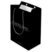 シンプルで上品な黒背景の白いテキスト ミディアムペーパーバッグ (裏面アングル)