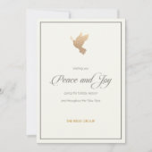 シンプルで企業のな金ゴールドの鳩の休日カード シーズンカード (正面)