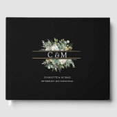 シンプルで優雅なユーカリの花のウェディング ゲストブック (正面)