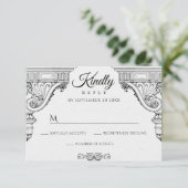 シンプルで優雅なルネサンス建築 出欠カード (スタンド正面)