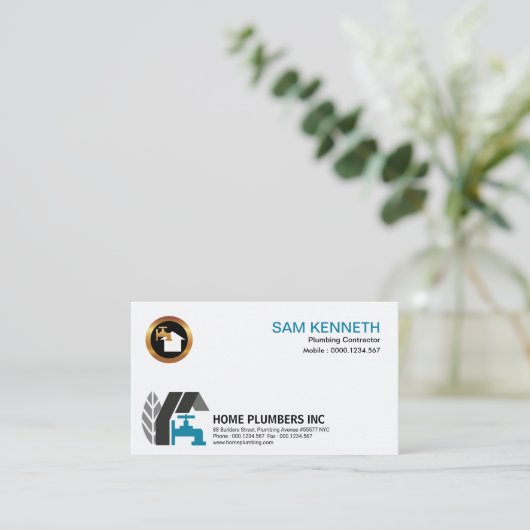 シンプルで創造的でエレガントな専門の家の鉛管工 名刺 (スタンド正面)