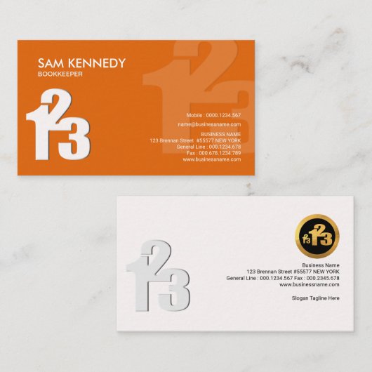 シンプルで創造的なモダンは簿記係に番号を付けます 名刺 (正面/裏面)