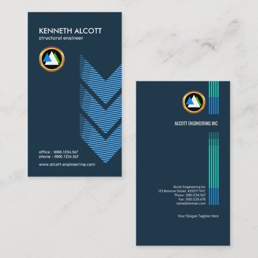 シンプルで創造的な構造矢はエンジニアを並べます 名刺 (正面/裏面)