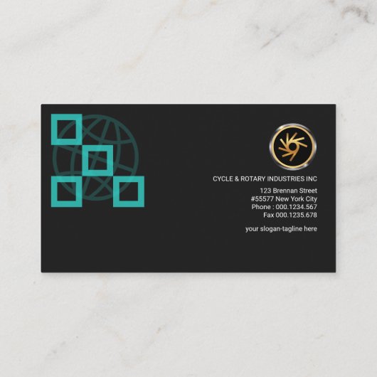 シンプルで創造的な青緑色の立方体の開発のマネージャー 名刺 (裏面)