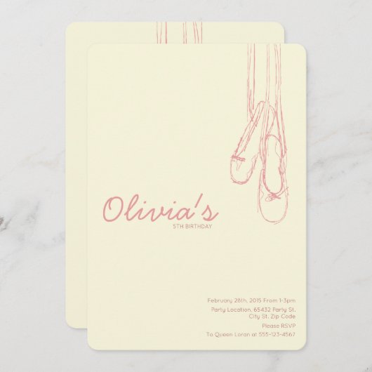 シンプルで及びエレガントで小さいダンサーの招待状 招待状 (正面/裏面)