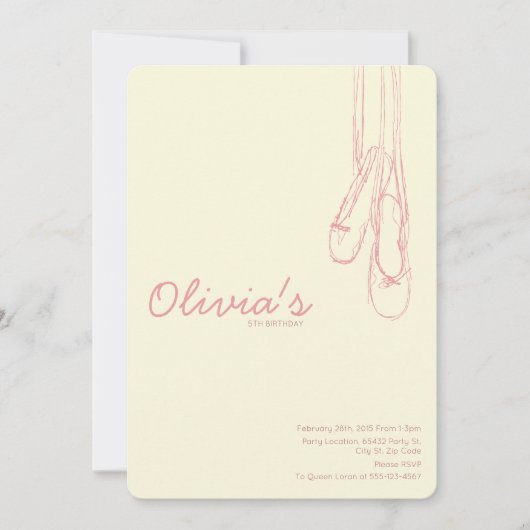 シンプルで及びエレガントで小さいダンサーの招待状 招待状 (正面)