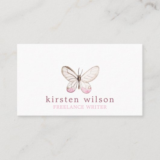 シンプルで及びエレガントな赤面の蝶名刺 名刺 (正面)