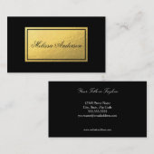 シンプルで及びエレガントな金ゴールドホイルの黒の名刺 名刺 (正面/裏面)