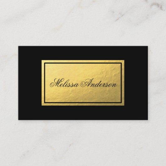 シンプルで及びエレガントな金ゴールドホイルの黒の名刺 名刺 (正面)
