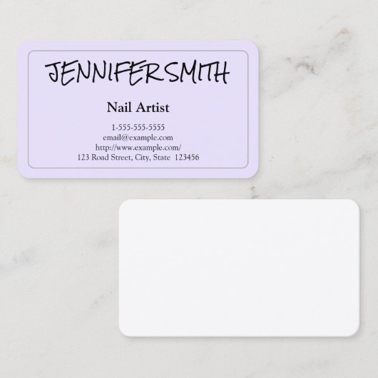 シンプルで及びカジュアルなネイルアーティストの名刺 名刺 (正面/裏面)