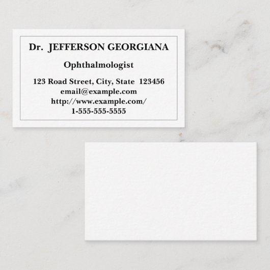 シンプルで及び控えめな眼科医の名刺 名刺 (正面/裏面)