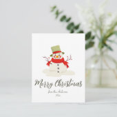 シンプルで可愛いクリスマスの雪だるま シーズンカード (スタンド正面)