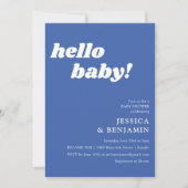 シンプルで可愛いフレンチブルーのBaby Shower 招待状 (正面)