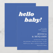 シンプルで可愛いフレンチブルーのBaby Shower 招待状 (正面/裏面)