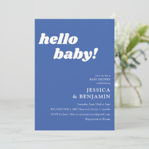 シンプルで可愛いフレンチブルーのBaby Shower 招待状