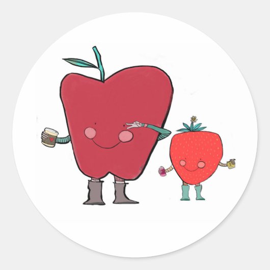 シンプルで可愛い個性派のデザイン🍎🍓 ラウンドシール (正面)