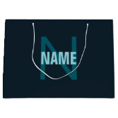 シンプルで大胆なカスタマイズ可能なイニシャル名 ラージペーパーバッグ (正面)