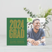 シンプルで大胆な2024年卒業写真 卒業パーティー招待状 招待状 (スタンド正面)