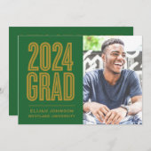 シンプルで大胆な2024年卒業写真 卒業パーティー招待状 招待状 (正面/裏面)