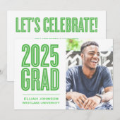 シンプルで大胆な2025年卒業写真 卒業パーティー招待状 招待状 (正面/裏面)