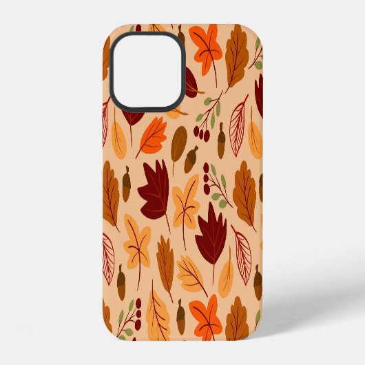 シンプルで子供っぽい無地の模様、秋の葉 iPhoneケース (裏面)