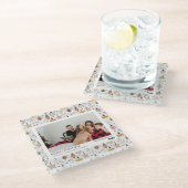 シンプルで幸せな新婚夫婦のクリスマス写真 ガラスコースター (アングル)