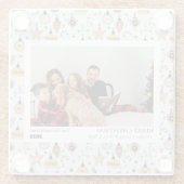 シンプルで幸せな新婚夫婦のクリスマス写真 ガラスコースター (裏面)