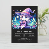 シンプルで幻想的な魔法使いの誕生日 招待状 (スタンド正面)