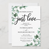 シンプルで愛に満ちたウェディングレセプションのグリーン 招待状 (正面)
