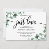 シンプルで愛に満ちたウェディングレセプションのグリーン 招待状 (正面)