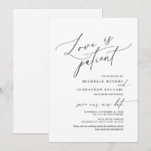 シンプルで愛に満ちたウェディング、延期のお知らせ 招待状 (正面/裏面)