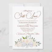 シンプルで愛に満ちた ブッシュピンクの花のウェディング 招待状 (正面)