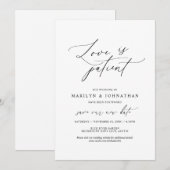 シンプルで愛に満ちた、結婚式延期のお知らせ 招待状 (正面/裏面)