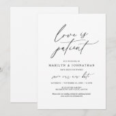 シンプルで愛に満ちた、結婚式延期のお知らせ 招待状 (正面/裏面)