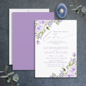 シンプルで愛らしいライラック ラベンダー ウェディング 招待状