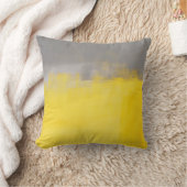 「シンプルで抽象的な」灰色および黄色の芸術の枕 クッション (ブランケット)