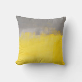 「シンプルで抽象的な」灰色および黄色の芸術の枕 クッション