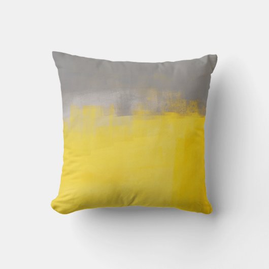 「シンプルで抽象的な」灰色および黄色の芸術の枕 クッション (正面)