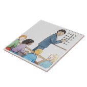 シンプルで指している先生のイラストレーション タイル (側面)