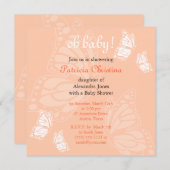 シンプルで敏感な蝶モモのベビーシャワーのパーティー 招待状 (正面/裏面)
